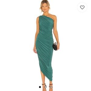 Normal Kamali, Mountain Green One shoulder Ruched Dress from Revolve - Small